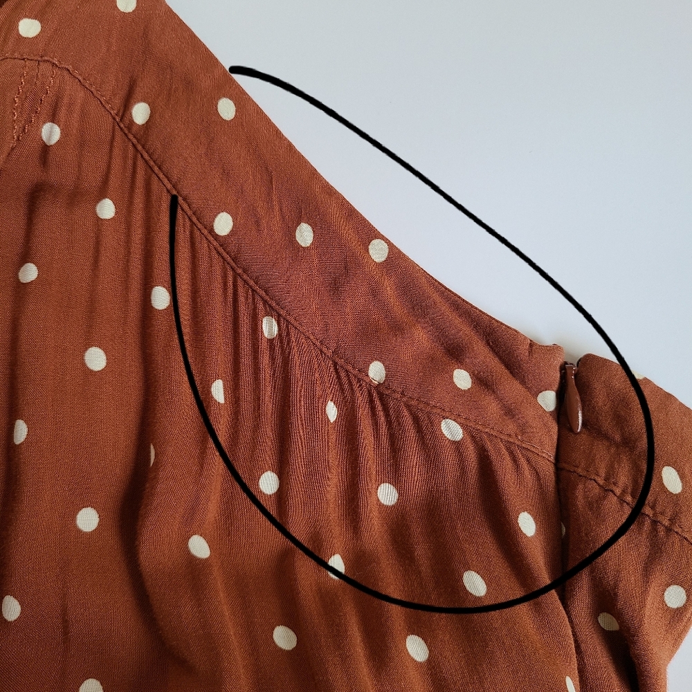 Anthropologie Rust Polka Dot Midi Dress - Picture 10 of 16